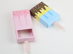 Creative ice cream shaped drawer paper candy box with handle for party favors