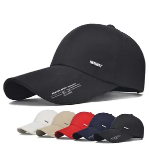 Casquette De Baseball Sport Pour Hommes Longue Visière Protection Solaire Chapeau De Pêche Réglable Coton Mélangé