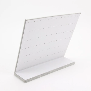 L-shaped white velvet earring display stand with multi-hole design for jewelry organizers