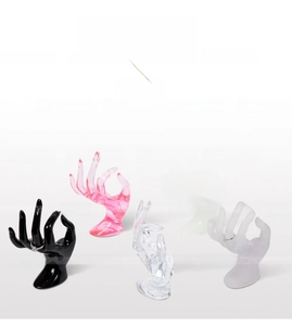 OK-hand shaped plastic jewelry display stands in five colors for rings and bracelets