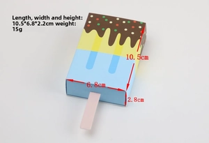 Ice cream shaped candy box dimensions 10.5x6.8x2.8cm weight 15g product size detail