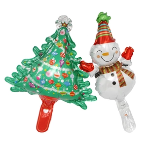 Mini globos festivos de papel de aluminio de árbol de Navidad y muñeco de nieve para fiesta