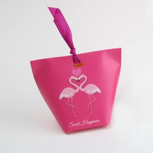 European Style Creative Candy Boxes Flamingo Pattern Paper Gift Bags With Ribbon For Wedding Party Sweet Happiness Favor Bags