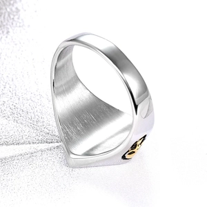 Klassischer Silber-Gold-Totenkopf-Glückszahl 13 Punk-Edelstahlring für Herren
