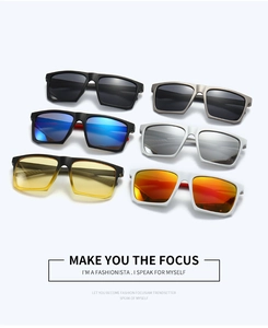 Detailed grid showing six stylish square frame sunglasses in various lens and frame colors