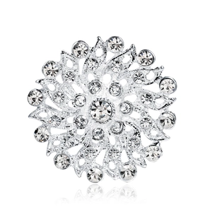Elegant Hollow Flower Brooch Pin Alloy Rhinestone Sparkling Crystal Collar Jewelry For Women Gift Accessory