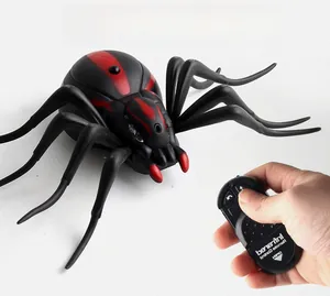 Close-up of a realistic infrared remote control spider toy with handheld controller
