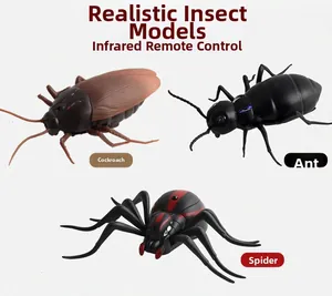 Close-up of infrared remote control insect toys including cockroach, ant and spider