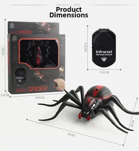 Detailed size specifications for infrared remote control spider toy and its controller
