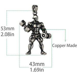 Spécifications de taille du pendentif de culturiste en cuivre avec haltère