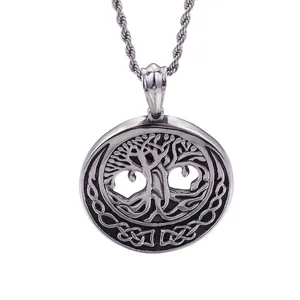 Tree Of Life Pendant Stainless Steel Hollow Round Celtic Knot Design Vintage Retro Jewelry Accessory