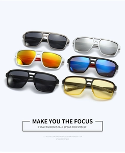 Collection of aviator square sunglasses in various frame colors and tinted lenses