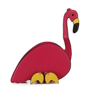 Quirky flamingo shaped crossbody bag in vibrant rose pink PU leather for women