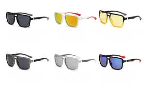 Selection of rectangular sport sunglasses in six varied frame and lens color options