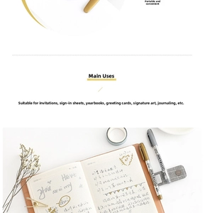 Metallic markers in gold and silver colors used for creative writing on dark cards