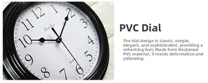 Detail of the high-quality PVC dial on a silent wall clock featuring clear 3D numerals