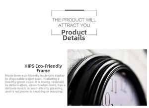 Macro side view of durable black HIPS eco-friendly outer frame for 9 inch silent wall clock