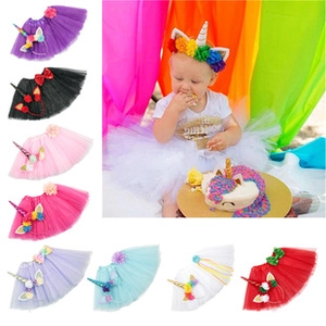 Unicorn baby costume set with tutu and floral headband available in eight vibrant colors