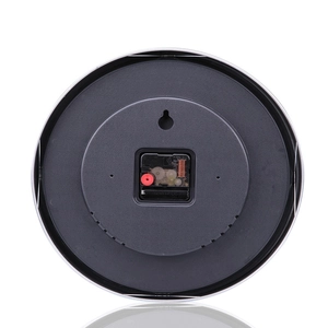 Modern silent stainless steel wall clock featuring a high-quality quartz movement on back