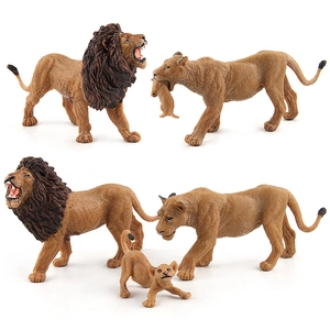 Realistic Lion Family Animal Model Figures Wildlife Educational Toy Figurines Solid PVC Lion Pride Ornament