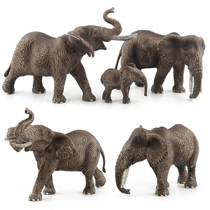 Realistic African Elephant Animal Model Solid PVC Educational Figurines Toy Family Realistic Skin Texture For Kids