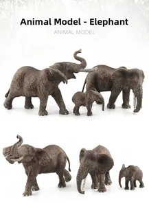 Realistic family elephant animal models with detailed skin texture and various poses