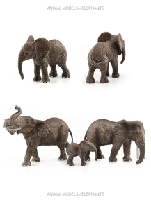 Detailed realistic elephant models with lifelike skin texture for educational play