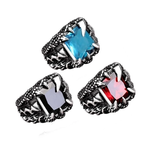 Anello Artiglio Di Drago Gotico Acciaio Inossidabile 316 Pietra Sintetica Quadrata Punk Retro Gioielli Per Uomo