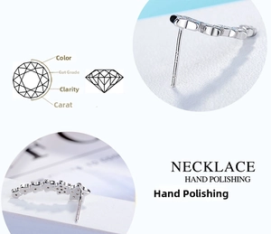 Detailed views of silver star earrings showing craftsmanship and cubic zirconia settings