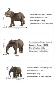 Detailed dimensions and weight of African elephant family animal model toy set
