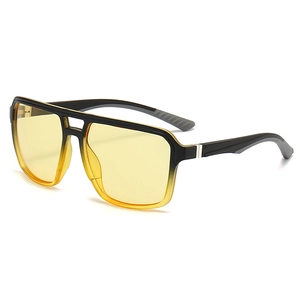 Square Frame Sunglasses For Men UV400 PC Lens Double Bridge Outdoor Cycling Driving Sports Retro Fashionable Eyewear