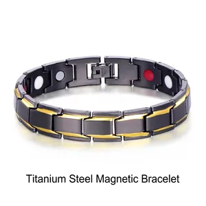 Men Magnetic Copper Health Bracelet Energy Germanium Link Bracelet Vacuum Plating Business Classic Jewelry Hand Accessory