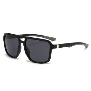 Men's square frame pilot sunglasses with double bridge and matte black finish