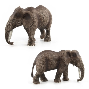 Realistic elephant wildlife model toy with detailed skin texture and large tusks on white base