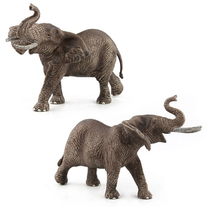 Realistic African elephant toy set with detailed skin texture and tusks for kids