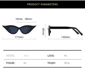 Detailed size guide and technical specifications for cat eye sunglasses model 5603