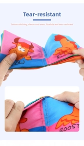 Close-up of durable baby cloth book with reinforced stitching and tear-resistant design
