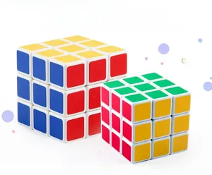 Set of two classic white frame puzzle cubes in large and small sizes for brain training