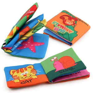 Educational 6-piece baby soft cloth book set featuring cute animals and shapes learning