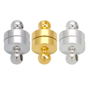 Gold and silver cylinder magnetic clasps with rings for DIY jewelry making and necklaces