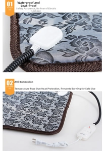 Tapis chauffant étanche pour animaux avec cordon anti-morsure et motif floral