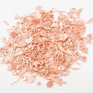 Mix di ciondoli in lega oro rosa a forma di fiori e luna per creazione gioielli DIY