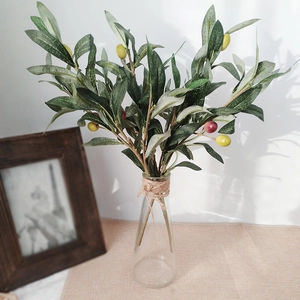 Artificial Olive Branch Satin Plastic Faux Greenery Spray With Fake Fruits For Home Wedding Decor Photography Props