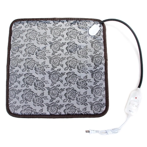 Tapis chauffant imperméable pour animaux avec motif floral et contrôleur de température