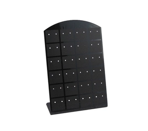 L-shaped black 72-hole acrylic earring display stand with matrix hole design