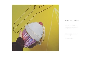 Creative cupcake clutch bag with holographic pink base and white cream top with metal chain
