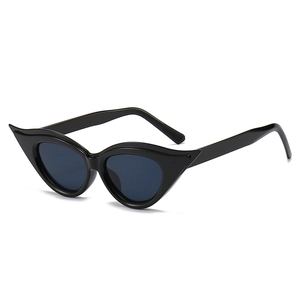 Modern cat eye sunglasses with glossy black frame and dark grey UV lenses for women