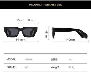Detailed size guide and technical specs for small frame square fashion sunglasses
