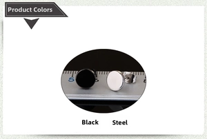 Detailed size comparison of black and silver stainless steel barbell stud earrings