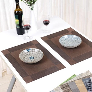 European PVC Polyester Woven Placemat Heat Resistant Washable Non-Slip Table Mat For Kitchen Dining Room Home Hotel